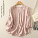 Women's Heavy Duty Embroidered Cardigan Loose Fit V Neck Lantern Sleeve Casual Elegant Fashion Top For Spring/Summer_ecoleips.com