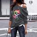 Autumn And Winter Women's Round Neck Sweatshirt With Skull Print Halloween Top_ecoleips.com