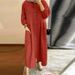 Muslim Women's Cardigan Patch Pocket Round Neck Puff Sleeve Loose Sundress Patchwork Dress_ecoleips.com