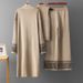 European And American Style Women's Three Piece Suit Set with Shawl Jacket round Neck Base Knit Top And Wide Leg Trousers Casual Jacquard_ecoleips.com