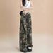 American Style Camouflage Cargo Jeans For Women Summer Loose Fit Versatile Slimming High Waist Cuffed Straight_ecoleips.com