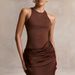Elegant Women's Sleeveless Banquet Dress American Style Slim Fit Satin Splicing Fashion New_ecoleips.com