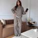 Women's Clothing Casual Cotton Blend Zip-Up Hoodie With Drawstring Wide-Leg Pants Two-Piece Set - Comfortable Streetwear Outfit For Everyday Wear_ecoleips.com