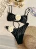 Sexy Floral Bikini Set For Women - Push-Up Swimwear With 3d Flower Design, Comfortable Nylon & Spandex Fabric (Multiple Colors & Sizes)_ecoleips.com