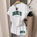 Women's European Size Casual Loose T-Shirt Set with Patch Short Sleeve round Neck Top And Versatile Fashion Shorts_ecoleips.com