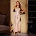 European And American New Sexy Women's Sequin Dress Deep V Neck Suspender Fishtail Skirt Party_ecoleips.com