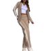Women's Clothing Casual Lapel Suit Wide Leg Pants Two Piece Set_ecoleips.com
