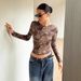 Women's Sexy Leopard Print Sheer Slim Fit Long Sleeve Base Layer Top European American Style Cross Border Outerwear_ecoleips.com