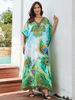European And American Style Rayon Printed Beach Sun Protection Shirt Loose Dress Women's Bikini Swimsuit Cover up Cross Border E-Commerce_ecoleips.com