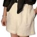 Suitable For All Seasons Old Money Style Cotton Bermuda High Waist Thin Linen A-Line Straight Wide Leg Suit Shorts For Women Summer_ecoleips.com