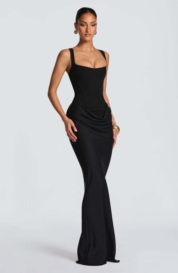 In-stock TK Cross-border Women's Clothing New 2026 Spring Slim-fit Fishbone Strap Long Solid Color Bodycon Dress_ecoleips.com