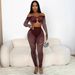 2025 Spring Summer New Women's Long Sleeve High Waist Top Crop Sexy Slim Hollow Out Set For Women_ecoleips.com