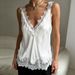 Sexy Lace Patchwork Sleeveless V-neck Top Spring And Summer Women's Elegant Solid Hollow Embroidery Design Soft Cool Casual Vest_ecoleips.com