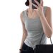 9914#10A Antibacterial Rayon Wide-Shoulder Strap Tank Women, Summer Slim Fit Versatile Top For Concealing Side Breast,_ecoleips.com