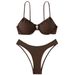 Aria Basics Yiyong 2025 New European And American Solid Color Underwire Beach Swimsuit Women's Two-Piece Bikini Set Cross-Border_ecoleips.com