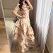 Casual Floral Print Stacked Lotus Leaf Edge Dress Elegant Women's Prom Dress 2026 Summer New V-neck Short Sleeved Evening Dress_ecoleips.com