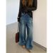 Aria Basics ICC Guangzhou Thirteen Lines Relaxed Vintage Washed Loose Wide-Leg Jeans For Women Autumn 0329_ecoleips.com