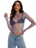Women's Clothing See Through Lace Tops Mesh Multicolor Long Sleeve Bottoming Shirt Sexy Hotties_ecoleips.com