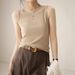 Spring Summer Cotton Tank For Women, Off-Shoulder Halter Neck Slimming Inner Wear, Ribbed Sleeveless Base Shirt,_ecoleips.com