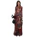 Women's Clothing Fashion Slimming Long Top Spring New Print Waist High Slit Round Neck_ecoleips.com