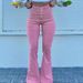 Women's Clothing New Fashion High Waist Slim Street Style Pink Hip Flared Casual Jeans_ecoleips.com