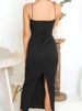 2025 Sexy Women Long Dress Ruched Sleeveless Slim Solid Summer Party Back Split Dress Clubwear Female Vestido Outfits_ecoleips.com