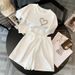 Plus Size White Casual Sports Suit Set For Women High End Fashionable And Youthful Two Piece Shorts New Summer Style_ecoleips.com