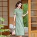 Chinese-style Summer Dress Mothers, Fashionable Noblewoman's Improved Cheongsam, Knee-length Skirt For Middle-aged And_ecoleips.com