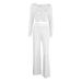 White Jacquard Sleeve Long Pants Lace Soft Pajama Set European And American Autumn New Cross-Border Home Wear For_ecoleips.com
