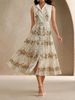 2025 Cross-Border European And American Foreign Trade Women's Bohemian Style Hollow Embroidered Waist-Cinching A-Line_ecoleips.com