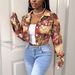 Artistic Cropped Jacket – Vintage Floral Embroidery, Lapel Collar & Distressed Detailing (Multiple Colors, S-Xl)_ecoleips.com