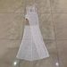 Women’s Clothing Gorgeous Feather Sequins Beaded High Slit White V Neck Tube Top Dress Wedding Dinner Dress_ecoleips.com