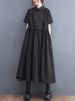 2026 Spring Summer New Patchwork Shirt Dresses For Women Short Sleeve Loose Casual Vintage Long Dress Fashion Elegant Clothing_ecoleips.com