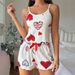 2025new European and American women's pajamas fashion suits cross border foreign trade design sense printed sweet suspender shorts_ecoleips.com