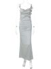 Hugcitar Elegant Satin Solid Slips Backless Tie Flowers Draped Sexy Slim Maxi Dress Spring Women Y2K Clothes Birthday Vacation_ecoleips.com