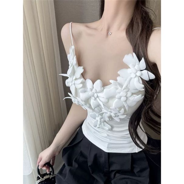 French-style Three-dimensional Floral Design Camisole Women, 2025 Summer New Slim-fit And Figure-flattering Top For_ecoleips.com