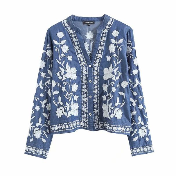 Verve 24 Styles A-Pai Style Women's New Summer Embroidered Long Sleeve Shirt_ecoleips.com