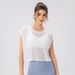 Women's Clothing Yoga Cover Up Women's Hollow Breathable Sleeveless Top Short Loose Running Sports Fitness Cover Up_ecoleips.com