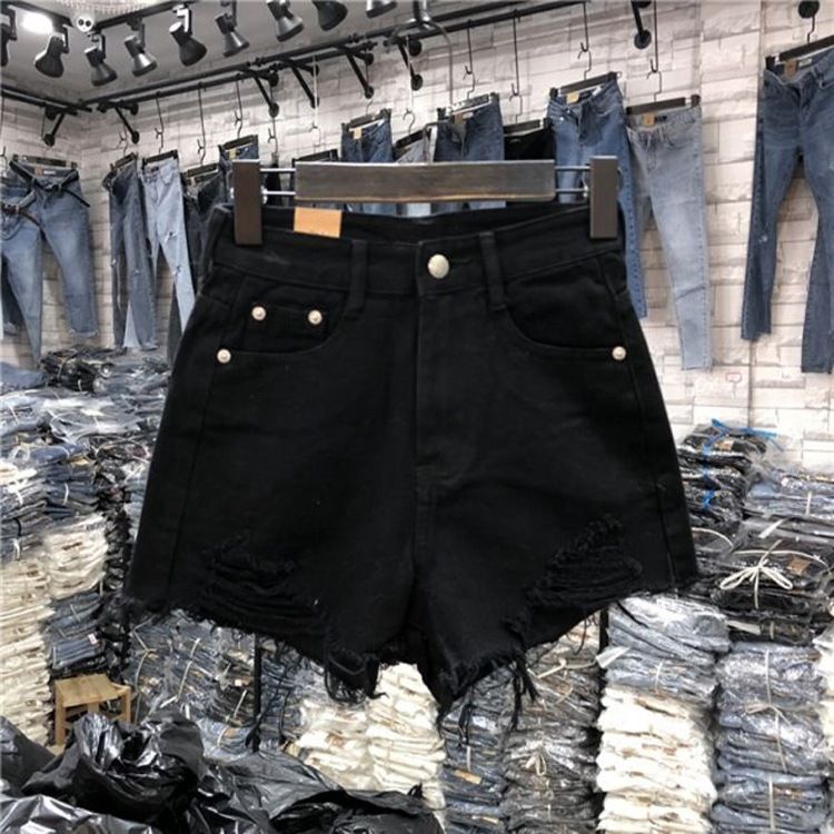 2025s Denim Shorts For Women, Summer New Korean Style, Loose Fit, Versatile, Slimming, Internet Celebrity Ripped Frayed Wide_ecoleips.com