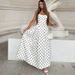 Talenza White Polka Dot Dress Women's Fashion Contrast Backless Elegant Dress Summer New High Waist Women's Party Evening Dress_ecoleips.com