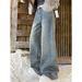 Glitter Starry Sky Rhinestone Fleece-Lined Jeans For Women - High Waist Loose Wide Leg Pants, Trendy & Stylish Casual Wear_ecoleips.com