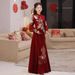Elegant Chinese Style Wedding Banquet Dress Red Qipao Cheongsam Bride Reception Gown Long Sleeve Autumn Winter_ecoleips.com
