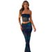 D9742 Women's Fashion Sexy Slim Fit Strapless Printed Tank Top Bodycon Skirt Two-Piece Set_ecoleips.com