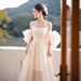Korean Version Fairy Temperament Off-Shoulder Dress 2026 Bride Wedding Morning High-End Outdoor Travel Shoot Marriage_ecoleips.com