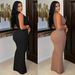 Elegant V-Neck Ruffle Sleeveless Dress – Bodycon Mermaid Gown With High Waist (S-XXL, Black & Nude, Formal & Office-to-Evening Dress)_ecoleips.com