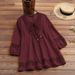 Elegant 3/4 Sleeve Blouse With Linen Blend & Lace Trim - Relaxed Fit Women's Top For Spring/Autumn_ecoleips.com