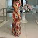 Women's Clothing Summer New Women's Dress Fashionable And Elegant Printed Lace Up V Neck Swing Dress_ecoleips.com