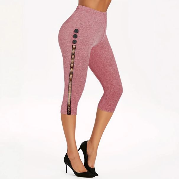 New Side-cutout Yoga Pants, High-waisted Knitted With Contrasting Color Lace, Tight-fitting Cropped Leggings_ecoleips.com