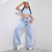 European And American Fashion Women's Wide-leg High-waisted Straight Versatile Trendy Pants, Cross-border Denim Jeans_ecoleips.com