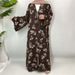 Modest Abaya Dress/Muslim Dress Women Fashion Double Layer Chiffon Printed Cardigan Women's Muslim Clothing_ecoleips.com
